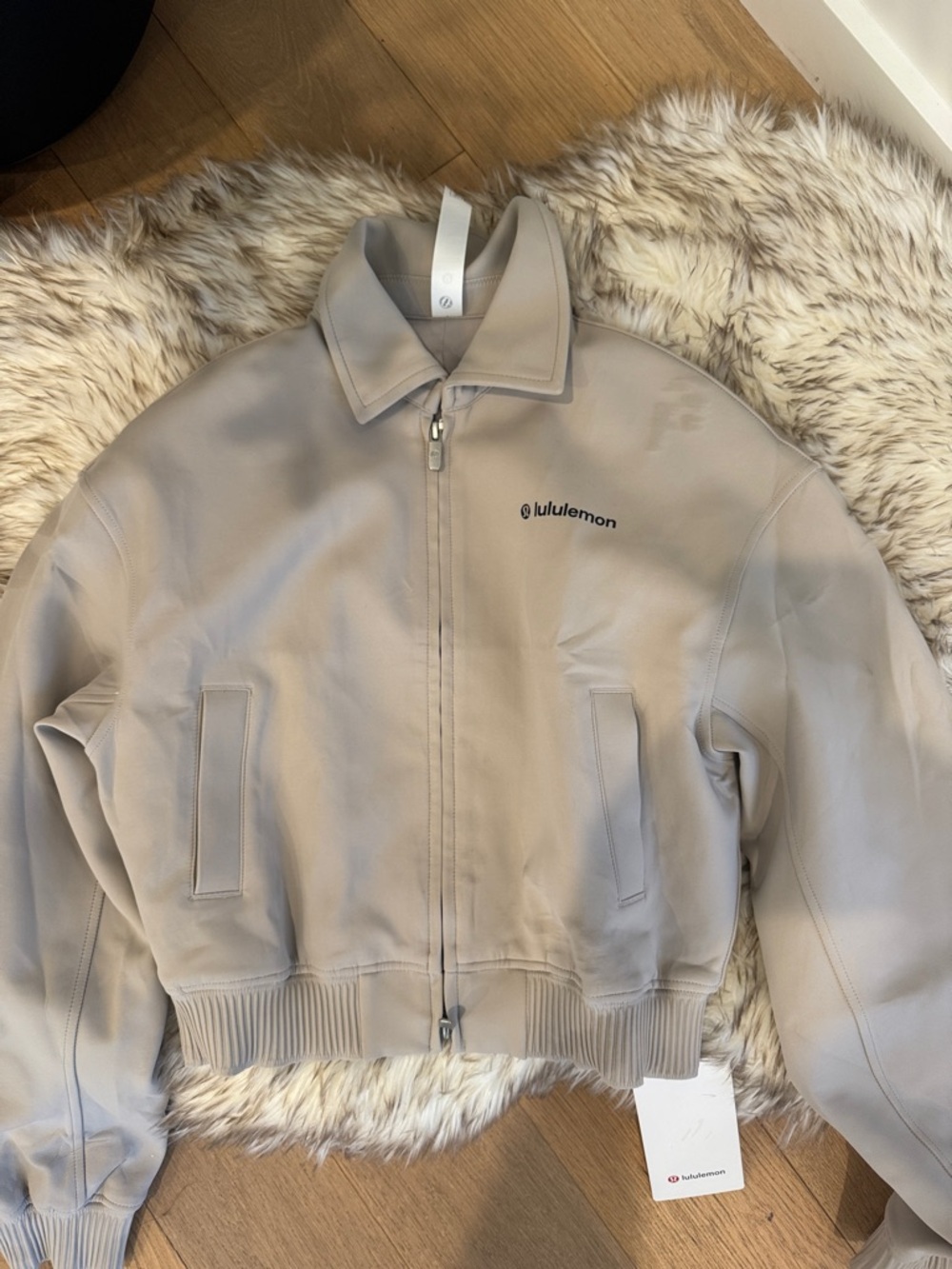 lululemon athletica Beige Cropped Zip Front Jacket